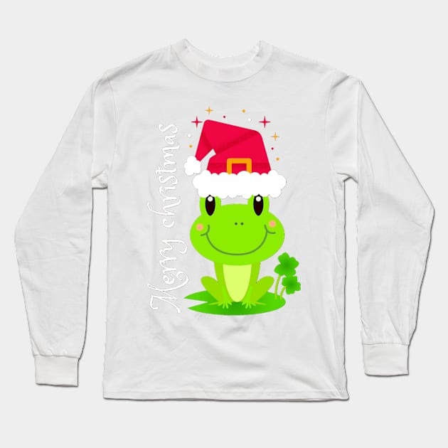 Starry Merry Christmas Frog Long Sleeve T-Shirt by LukjanovArt